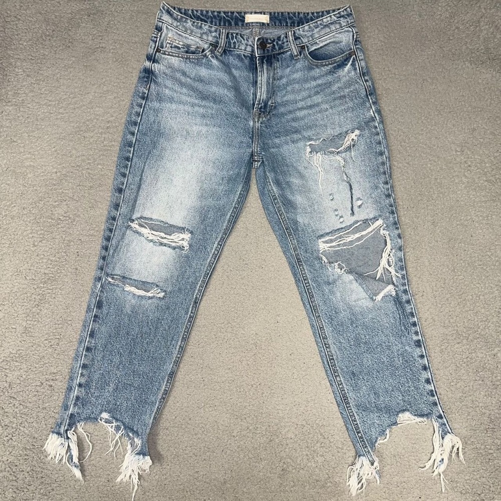 Altar'd State x Hidden Jeans Women Sz 28 (31x27) Blue Denim Slim Pants Distress
